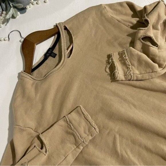 ALALA Cypher Sweatshirt Destroyed and Distressed Tan Size Small - Picture 12 of 13